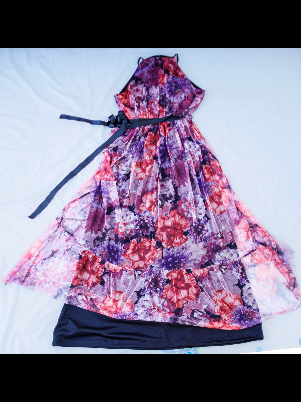 Women's Purple Floral Maxi Slip Dress M